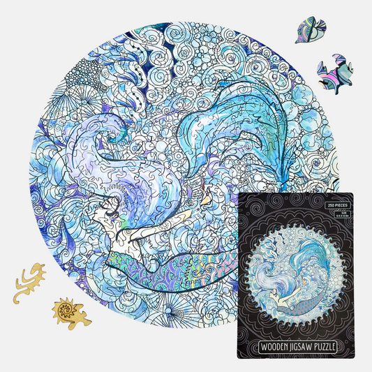 Dreamy Mermaid Wooden Jigsaw Puzzle for Adults, 250 Pieces